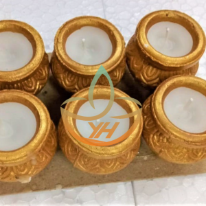 Diya Matki With Wax Gold 6pcs
